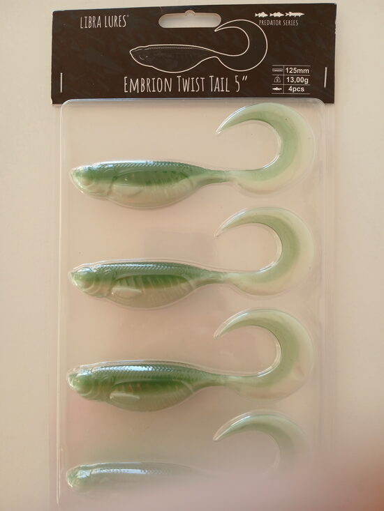 Embrion Twist Tail, 5"/125mm, 031-Olive Whitefish, 13,5gr, 4psc/pack